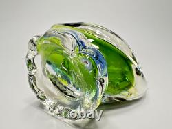 Vintage Murano Blue&Uranium Green Vaseline Sommerso Glass Swan Bird Figurine