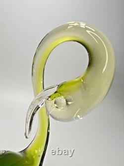Vintage Murano Blue&Uranium Green Vaseline Sommerso Glass Swan Bird Figurine