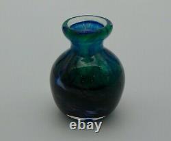 Vintage Murano Blue and Multi-Colored Art Glass Vase / Signed and Dated 1999