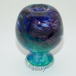 Vintage Murano Blue and Multi-Colored Art Glass Vase / Signed and Dated 1999