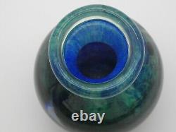 Vintage Murano Blue and Multi-Colored Art Glass Vase / Signed and Dated 1999