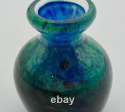 Vintage Murano Blue and Multi-Colored Art Glass Vase / Signed and Dated 1999