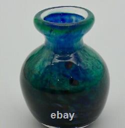 Vintage Murano Blue and Multi-Colored Art Glass Vase / Signed and Dated 1999