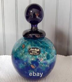 Vintage Murano Blues withCobalt & Gold Art Glass Perfume Bottle SIGNED & LABEL