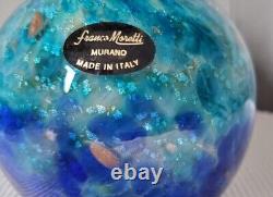 Vintage Murano Blues withCobalt & Gold Art Glass Perfume Bottle SIGNED & LABEL