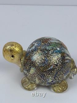 Vintage Murano Bortolitti & Rubelli Millefiori Art Glass Multi-color Turtle