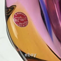 Vintage Murano Bowl by S. Bubacco Sommerso Glass MCM Purple Blue Twisted Arms