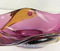 Vintage Murano Bowl by S. Bubacco Sommerso Glass MCM Purple Blue Twisted Arms