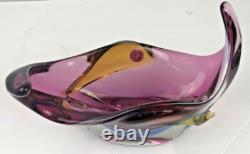 Vintage Murano Bowl by S. Bubacco Sommerso Glass MCM Purple Blue Twisted Arms
