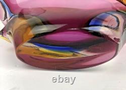Vintage Murano Bowl by S. Bubacco Sommerso Glass MCM Purple Blue Twisted Arms