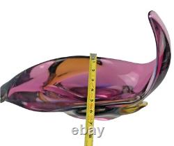 Vintage Murano Bowl by S. Bubacco Sommerso Glass MCM Purple Blue Twisted Arms