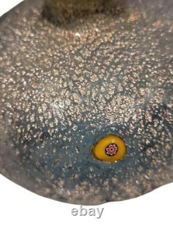 Vintage Murano Bullicante Millefiori Art Glass Vase Silver Aventurine Italy