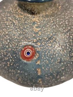Vintage Murano Bullicante Millefiori Art Glass Vase Silver Aventurine Italy