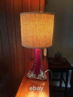 Vintage Murano Bullicante Sommerso Table Lamp in Clear, Red and Blue. PAT Tested