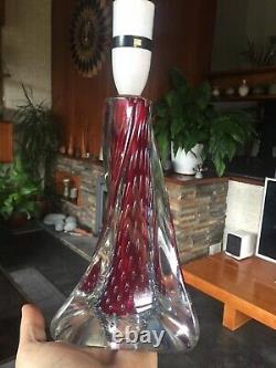 Vintage Murano Bullicante Sommerso Table Lamp in Clear, Red and Blue. PAT Tested