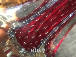 Vintage Murano Bullicante Sommerso Table Lamp in Clear, Red and Blue. PAT Tested