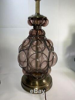 Vintage Murano Caged Glass Table Lamp Light Purple