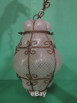 Vintage Murano Caged Hanging Lamp Pendant