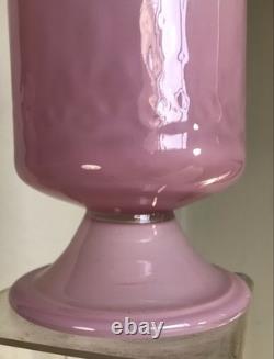 Vintage Murano Cased Glass Footed Jar Pink Empoli Dimpled 13 Alabastro
