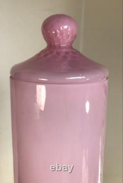 Vintage Murano Cased Glass Footed Jar Pink Empoli Dimpled 13 Alabastro