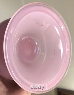 Vintage Murano Cased Glass Footed Jar Pink Empoli Dimpled 13 Alabastro