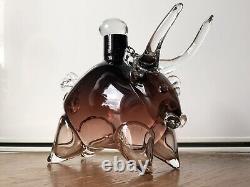 Vintage Murano Cenedese Art Glass Bull Figurine decanter 60s