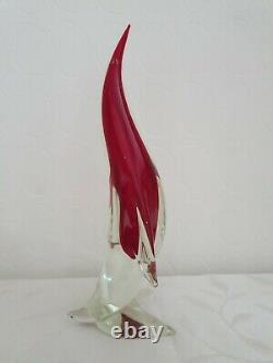 Vintage Murano Cenedese Red Sommerso Art Glass Penguin Uranium In Mint Condition