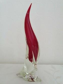 Vintage Murano Cenedese Red Sommerso Art Glass Penguin Uranium In Mint Condition