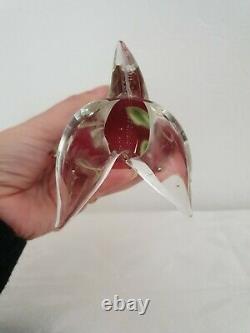 Vintage Murano Cenedese Red Sommerso Art Glass Penguin Uranium In Mint Condition