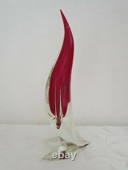 Vintage Murano Cenedese Red Sommerso Art Glass Penguin Uranium In Mint Condition