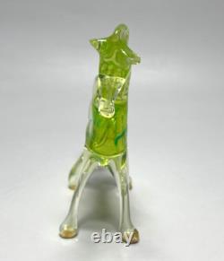 Vintage Murano Cenedese Vaseline Uranium Glass Horse Stallion Figurine Sculpture