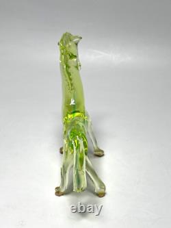 Vintage Murano Cenedese Vaseline Uranium Glass Horse Stallion Figurine Sculpture