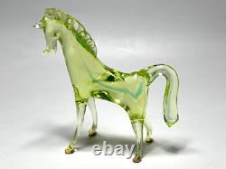 Vintage Murano Cenedese Vaseline Uranium Glass Horse Stallion Figurine Sculpture
