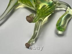 Vintage Murano Cenedese Vaseline Uranium Glass Horse Stallion Figurine Sculpture