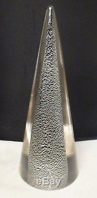 Vintage Murano Christmas Tree 9 3/4 tall excellent SILVER fleck ON BLK