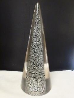 Vintage Murano Christmas Tree 9 3/4 tall excellent SILVER fleck ON BLK