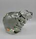 Vintage Murano Chubby Dog Paperweight Smokey Glass Original Sticker Attached