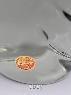 Vintage Murano Chubby Dog Paperweight Smokey Glass Original Sticker Attached