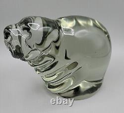 Vintage Murano Chubby Dog Paperweight Smokey Glass Original Sticker Attached