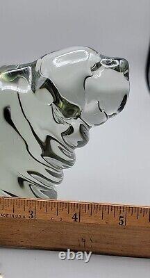 Vintage Murano Chubby Dog Paperweight Smokey Glass Original Sticker Attached