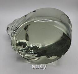 Vintage Murano Chubby Dog Paperweight Smokey Glass Original Sticker Attached