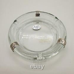 Vintage Murano Clear Glass Ashtray &. 925 Sterling Silver Accents