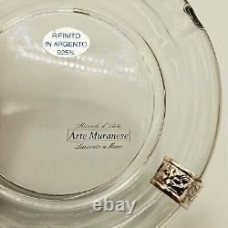 Vintage Murano Clear Glass Ashtray &. 925 Sterling Silver Accents