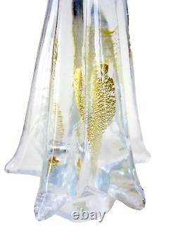Vintage Murano Clear Glass Christmas Tree Gold Leaf Interior