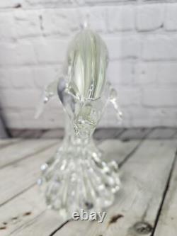 Vintage Murano Clear Glass Dolphin Sculpture 12 Tall Signed On Bottom Art Glass