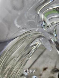 Vintage Murano Clear Glass Dolphin Sculpture 12 Tall Signed On Bottom Art Glass