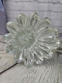 Vintage Murano Clear Glass Dolphin Sculpture 12 Tall Signed On Bottom Art Glass