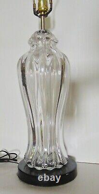 Vintage Murano Clear Ribbed Glass Crystal Table Lamp MID Century Design