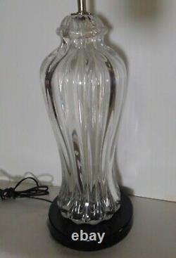 Vintage Murano Clear Ribbed Glass Crystal Table Lamp MID Century Design