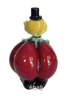 Vintage Murano Clown Pumpkin 6 1/2 Red & Multi-colored hand-blown glass